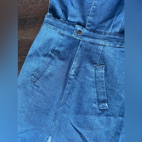 Miranda & Moca Women's Blue Denim Mini Casual Open Front Dress Medium - Picture 2 of 6